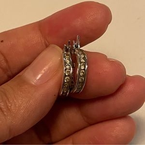 Vintage Silver 925 with cz stones hoop earrings